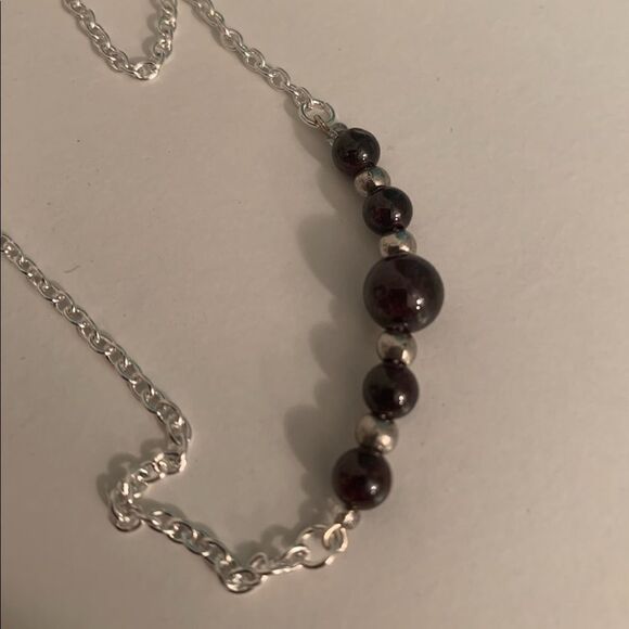 Garnet Stone And Silver 17” Necklace, Brand New - Picture 3 of 7